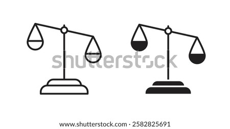 Balance scale filled and outlined icons vectors on white background