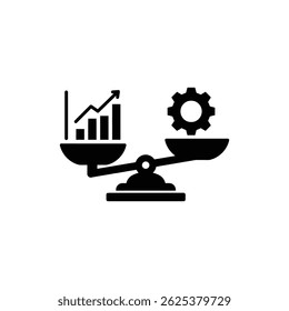 Balance Scale with Graph and Gear – Business Growth and Strategy