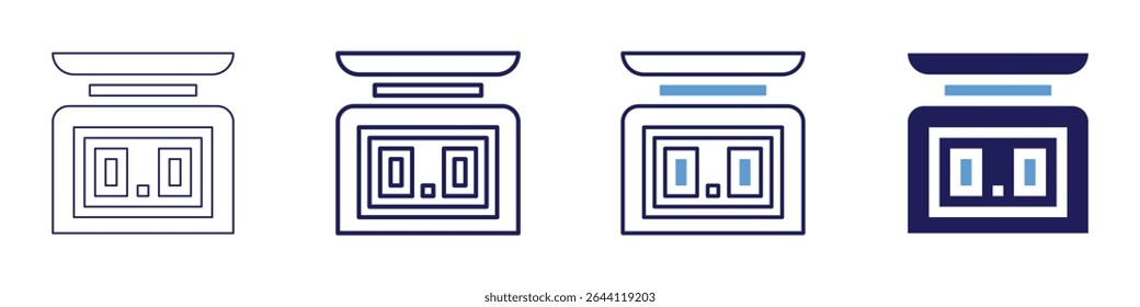 Balance scale icon in 4 different styles. Thin Line, Line, Bold Line, Duotone. Duotone style. Editable stroke.