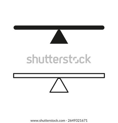 Balance scale icon. Equal weight symbol. Justice measurement tool. Vector equilibrium illustration.