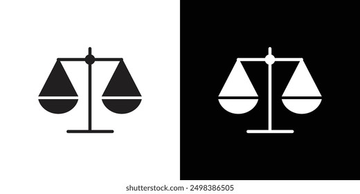 Balance scale icon flat line symbol set.