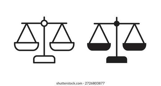 Icono de escala de balance icono plano simple. Versión Liner - Vector de stock.