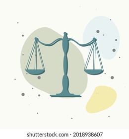 Balance scale icon on multicolored background.