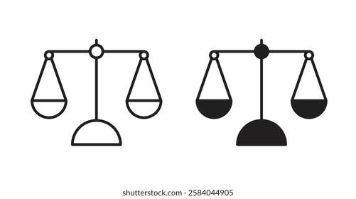Balance scale icon set in thin line. vector illustrations for web