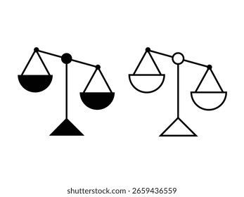 Vector de conjunto de iconos de escala de balance sobre fondo blanco.
