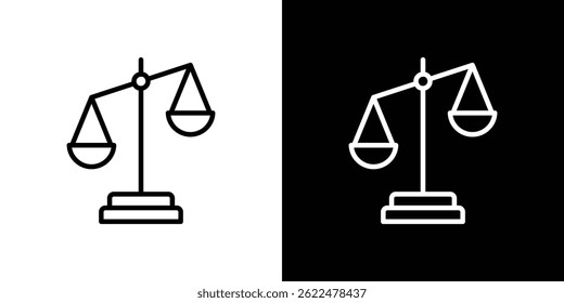 Ícone de escala de balanço forma gráfico simples clipart símbolo. linha fina contorno arte