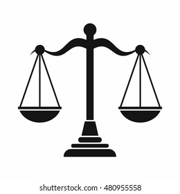 Icono de escala de balance en estilo simple en una ilustración vectorial de fondo blanco