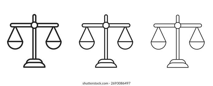Símbolo de icono de escala de balance. Signo de estilo lineal para el concepto móvil