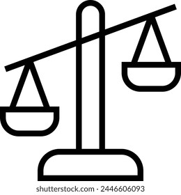 icono de escala de balance. Diseño de estilo lineal delgado aislado sobre fondo blanco