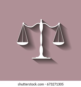 Balance scale icon. Vector illustration with shadow.