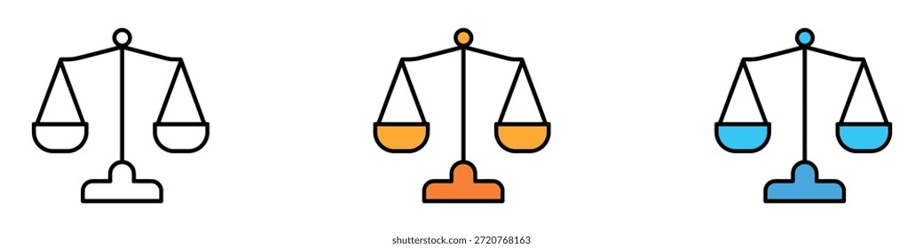 Vector de icono de escala de equilibrio. Ilustración vectorial, justicia y equilibrio legal.