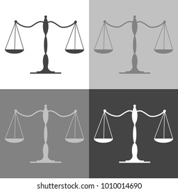 Balance scale icon. Vector scales set  on white-grey-black color