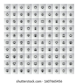 balance scale icons in gray square buttons 