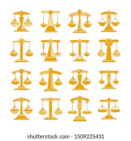 balance scale icons, a justice scale set