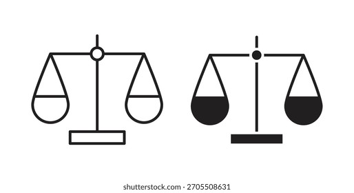 Iconos de la escala del equilibrio para el Diseño web de uso, logotipo. Ilustración del símbolo.