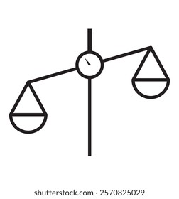 Balance scale or libra icon collection in black. Justice scales icons. Vintage scale in balance. Justice scales icon or risk evaluation symbol