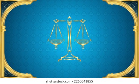 Balance, Scale Libra Zodiac Symbol Classic Golden Ancient Greek Arch Backdrop Background Vector Illustration, Horoscope, Astrology, Fortune-Telling, Prediction