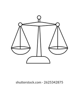 Vector del icono de la línea de la escala del equilibrio en el fondo blanco
