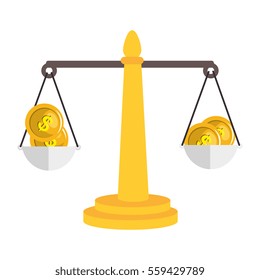 Balance Scale With Money Isolated Icon