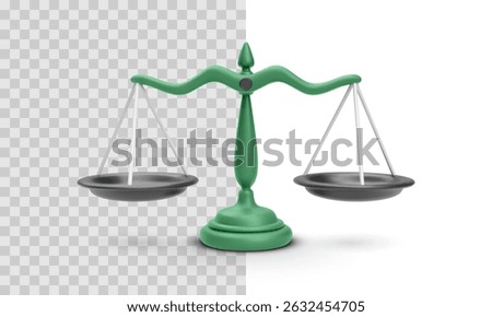 Balance Scale In Stylized 3D Minimal Design, Classic Symbol Of Justice, Equality, And Law Concepts. Ideal For Legal And Ethical Projects. Vector Illustration.