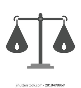 A balance scale with two oil droplets of equal size hanging from both sides, symbolizing equilibrium and harmony