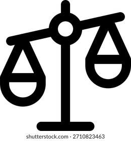 Diseño de Vector de escala de equilibrio en estilo moderno, justicia financiera y concepto de comparación económica, ilustración de decisión corporativa. Icono de línea