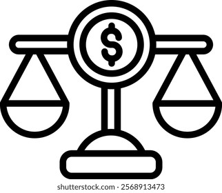 Balance Scale Vector Lineal Icon On White Background.