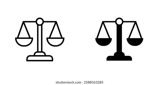 Balance scale vectors icons set in filled and strokes on white background