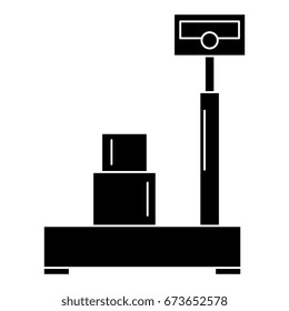 balance scale warehouse with box