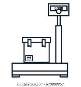 balance scale warehouse with box