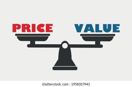 Balance scale weight for price and value. Vector conceptual