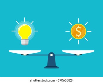 balance scales idea coin flat vector