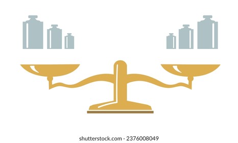 Balance  scales and weight, vector illustration.