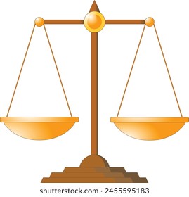 Balance scales with a wooden base