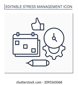 Balance schedule line icon.Daily routine schedule.Comfort graph without emotional pressure. Mental health concept. Isolated vector illustration. Editable stroke