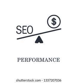 Balance. SEO performance. Vector icon, white background.