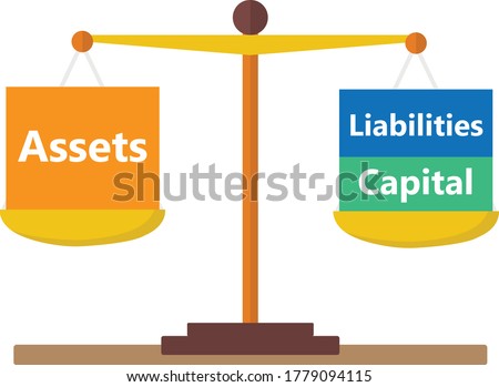 Balance Sheet Assets Liabilities Capital Concept Scale Flat Illustration Vector Minimalist