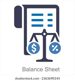 Balance Sheet and bank statement icon concept