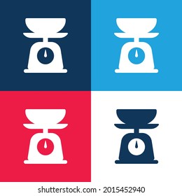 Conjunto de iconos mínimo de cuatro colores azul y rojo de la hoja de balance