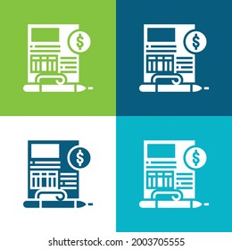 Balance Sheet Flat four color minimal icon set