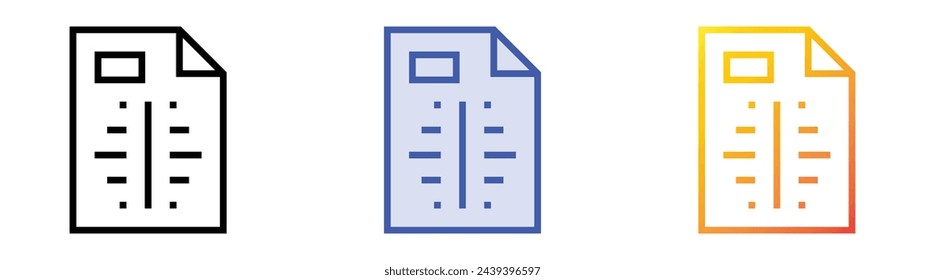 balance sheet icon. Linear, Blue Fill and Gradient Style Design Isolated On White Background