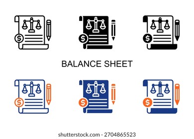 Icono de balance de situación Multi Style Ilustración vectorial