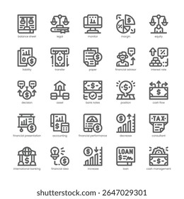 Paquete de iconos de hoja de balance para su Sitio web, móvil, presentación y diseño de logotipo. Diseño de contorno de icono de balance. Ilustración gráfica de Vector y trazo editable.