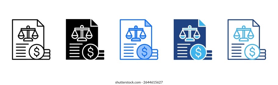 Conjunto de iconos de balance de situación colección de estilos múltiples