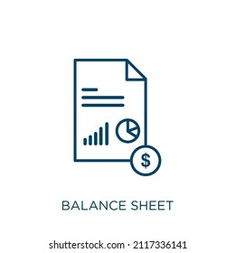 Balance Sheet Icon. Thin Linear Balance Sheet Outline Icon Isolated On White Background. Line Vector Balance Sheet Sign, Symbol For Web And Mobile
