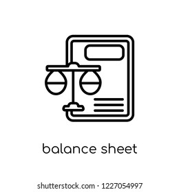 balance sheet icon. Trendy modern flat linear vector balance sheet icon on white background from thin line Balance sheet collection, outline vector illustration