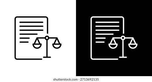 Esquema del logotipo del icono del balance de situación. Vectores de línea delgada