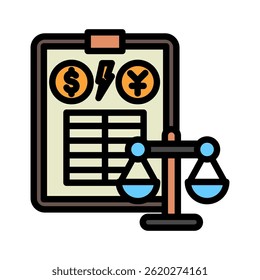 Bilanz Mini-Illustration farbigen Umriss Symbol, Verwendung für Handelskriege, Wirtschaft, Wirtschaft, Finanzen, wirtschaftliche Konkurrenz, UI, UX-Kit, App und Web-Entwicklung, digital oder Print.