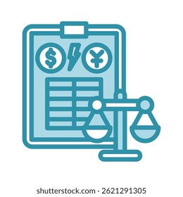 Balance Sheet mini illustration dual tone color icon, use for trade wars, economy, business, finance, economic competition, UI, UX kit, app and web development, digital or print.