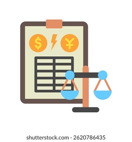 Balance Sheet mini illustration flat color icon, use for trade wars, economy, business, finance, economic competition, UI, UX kit, app and web development, digital or print.